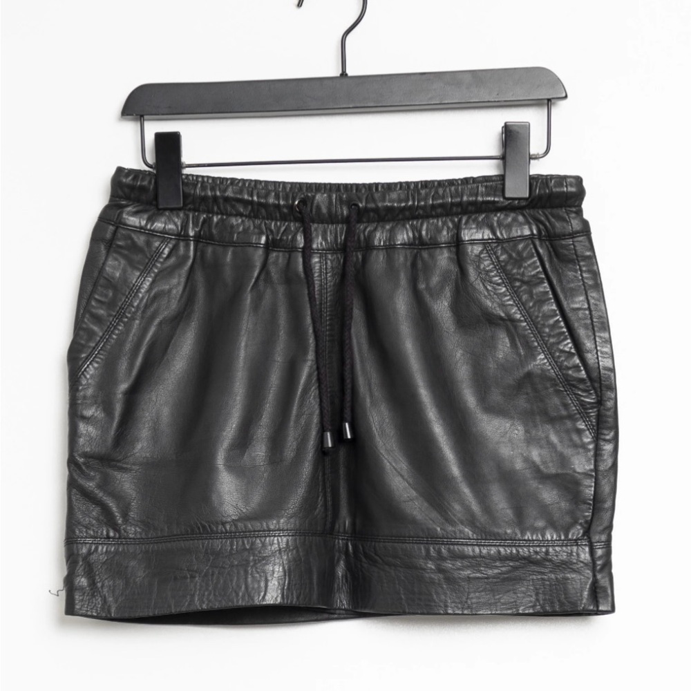 MNG Black Leather Skirt